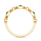 Certified Natural Emerald Art Deco Half Eternity Ring with Diamond AAA - Rosec Jewels