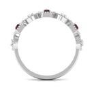 Rosec Jewels-Genuine Red Garnet Diamond Half Eternity Ring