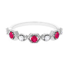Rosec Jewels-Vintage Style Ruby Diamond Half Eternity Ring for Women