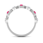 Rosec Jewels-Vintage Style Ruby Diamond Half Eternity Ring for Women