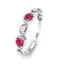 Rosec Jewels-Vintage Style Ruby Diamond Half Eternity Ring for Women
