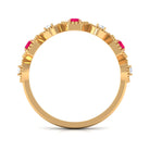 Rosec Jewels-Vintage Style Ruby Diamond Half Eternity Ring for Women