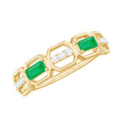 Rosec Jewels-Natural Baguette Emerald Diamond Anniversary Band Ring in East West Style