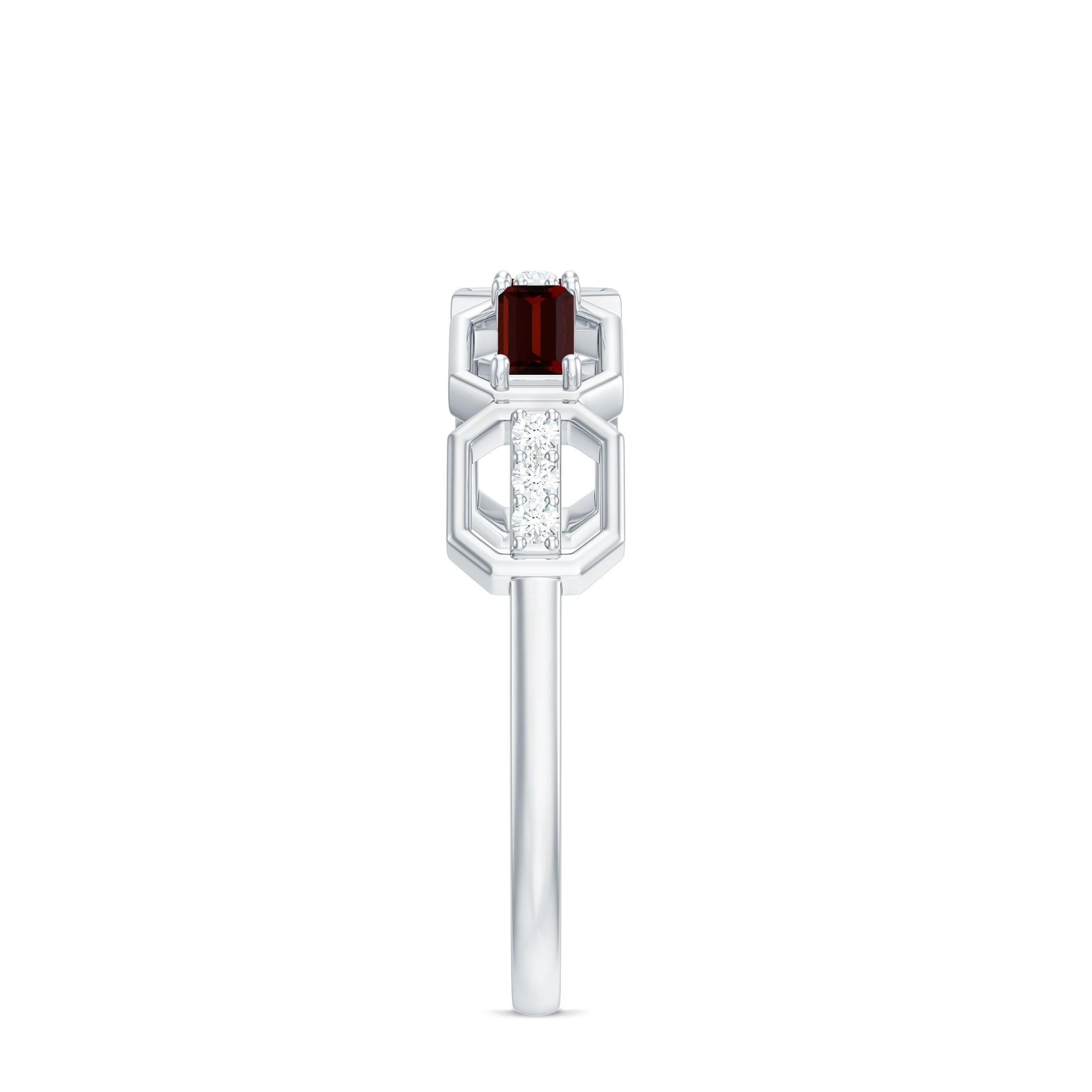 Rosec Jewels-Genuine Baguette Garnet Diamond Wedding Band Ring