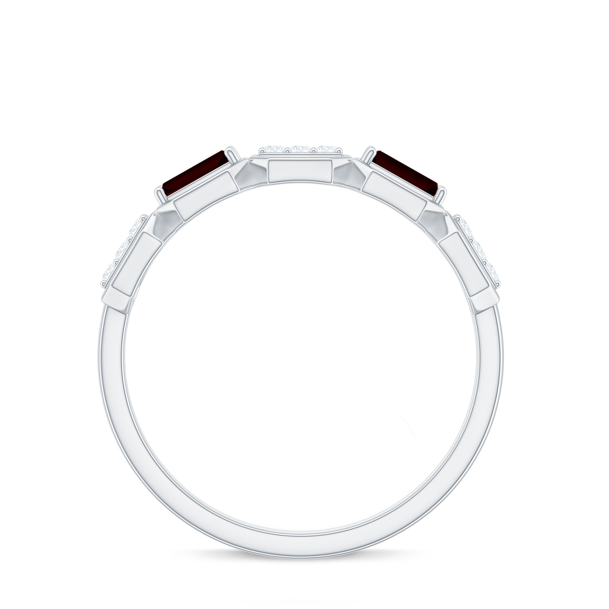 Rosec Jewels-Genuine Baguette Garnet Diamond Wedding Band Ring
