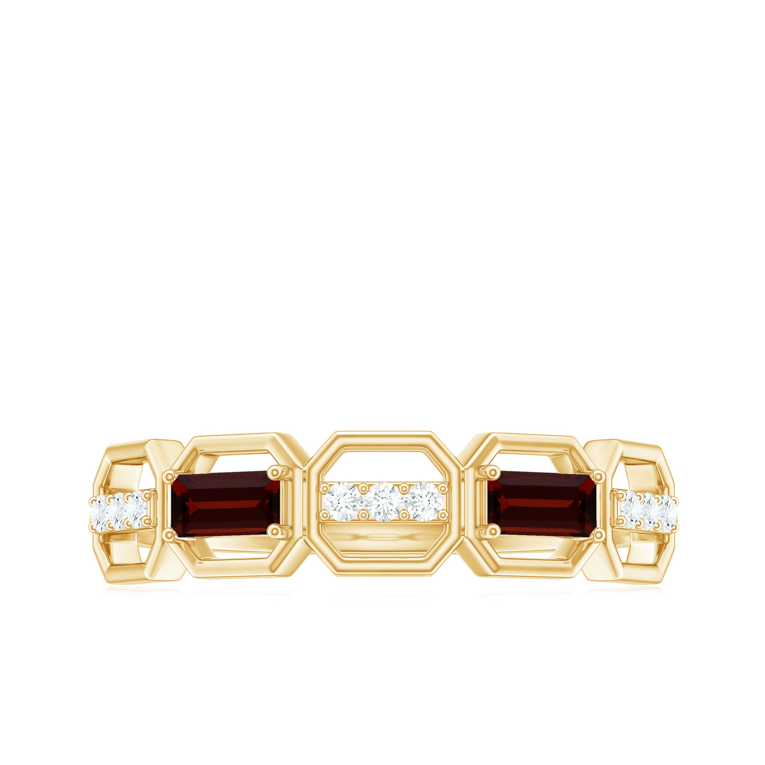 Rosec Jewels-Genuine Baguette Garnet Diamond Wedding Band Ring