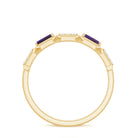 Rosec Jewels-Natural Baguette Amethyst Half Eternity Wedding Band with Diamond