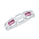 Pink Tourmaline and Diamond Geometric Half Eternity Ring AAA - Rosec Jewels