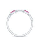 Pink Tourmaline and Diamond Geometric Half Eternity Ring AAA - Rosec Jewels