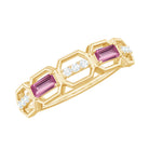 Pink Tourmaline and Diamond Geometric Half Eternity Ring AAA - Rosec Jewels