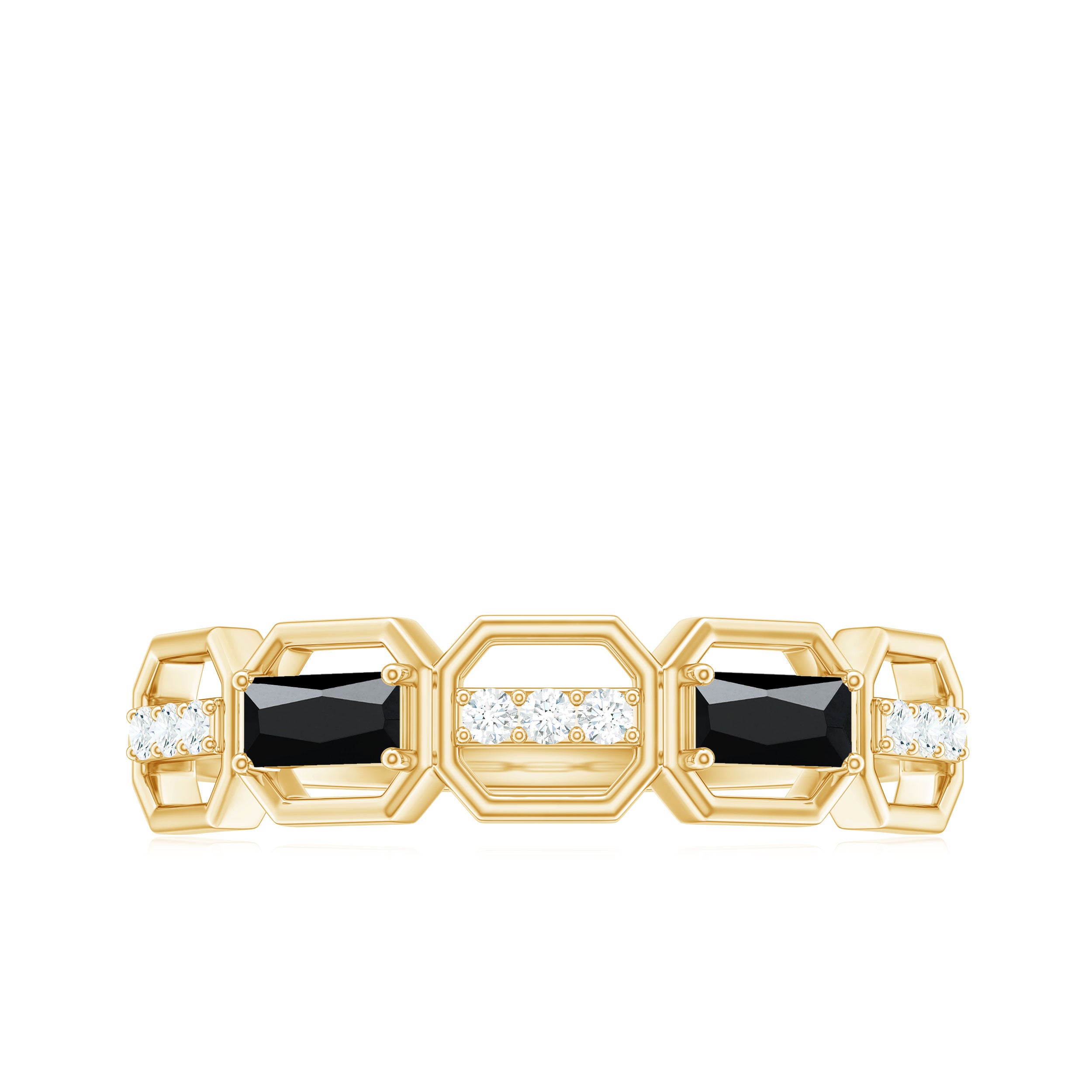 Rosec Jewels-Natural Baguette Black Spinel Diamond Geometric Band Ring