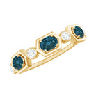 Rosec Jewels-Real Certified London Blue Topaz Halft Eternity Band Ring with Diamond