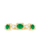 Classic Oval Emerald Diamond Half Eternity Band Ring in East West Style AAA - Rosec Jewels