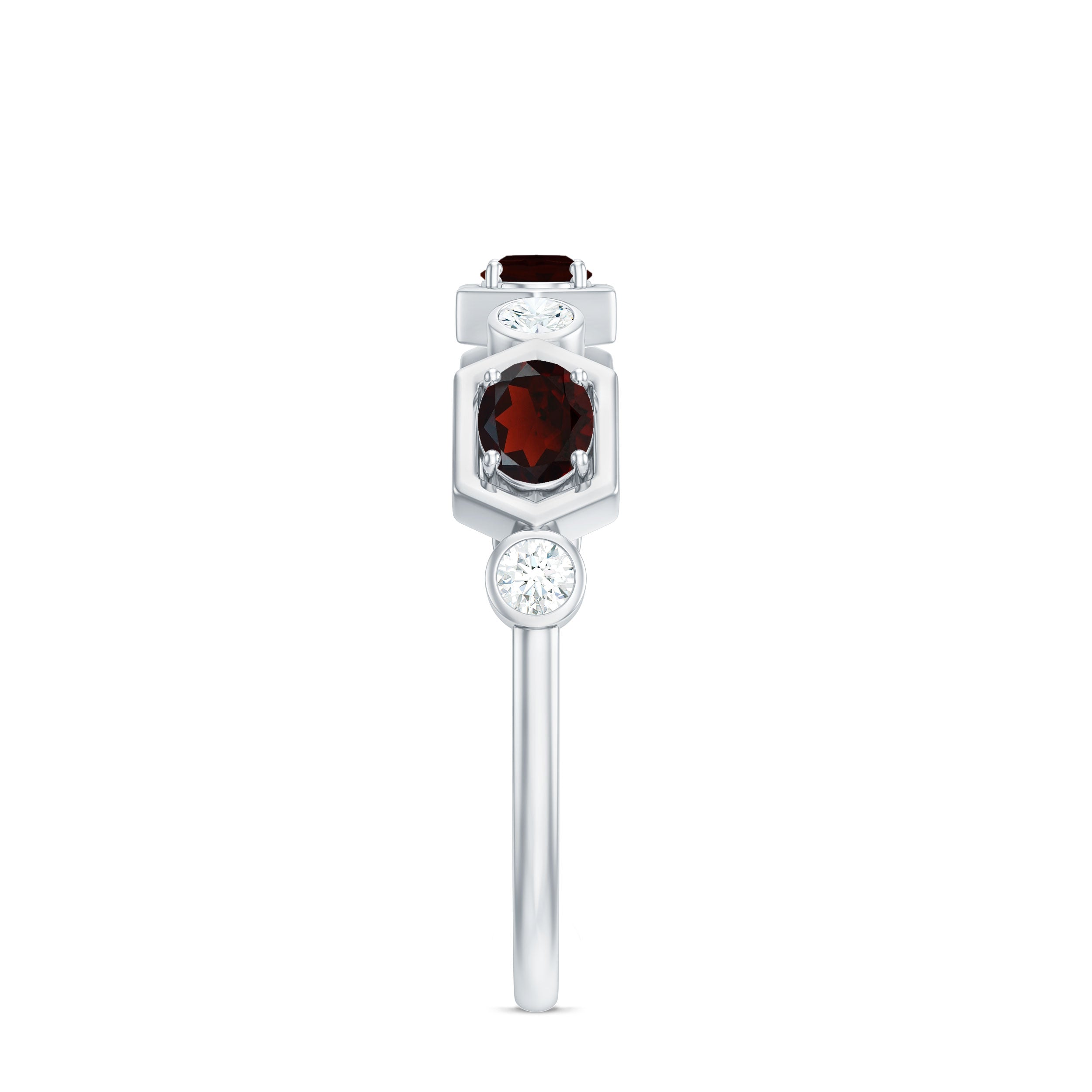 Natural Garnet Diamond Wedding Band With Certificate AAA - Rosec Jewels