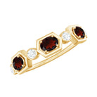 Natural Garnet Diamond Wedding Band With Certificate AAA - Rosec Jewels