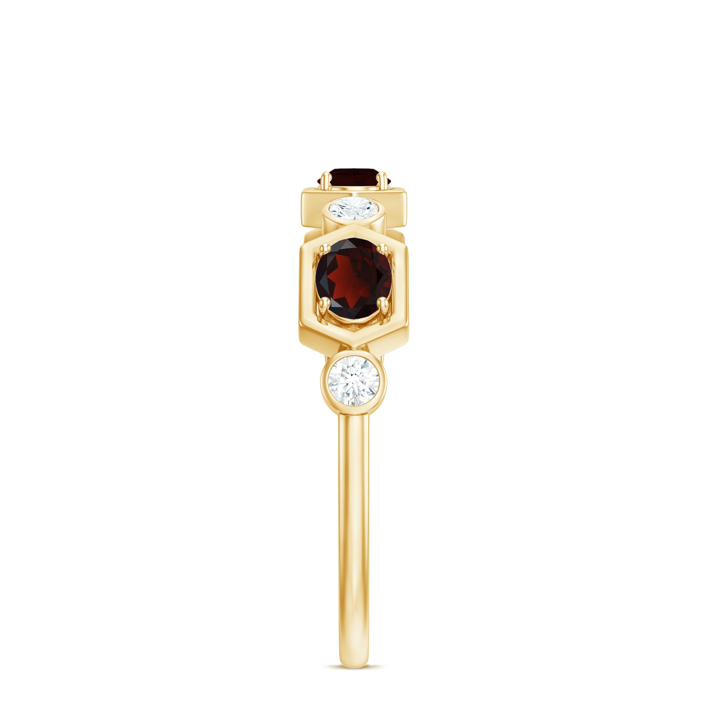 Natural Garnet Diamond Wedding Band With Certificate AAA - Rosec Jewels