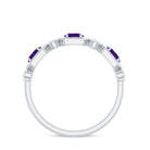 East West Style Amethyst Half Eternity Ring with Diamond AAA - Rosec Jewels