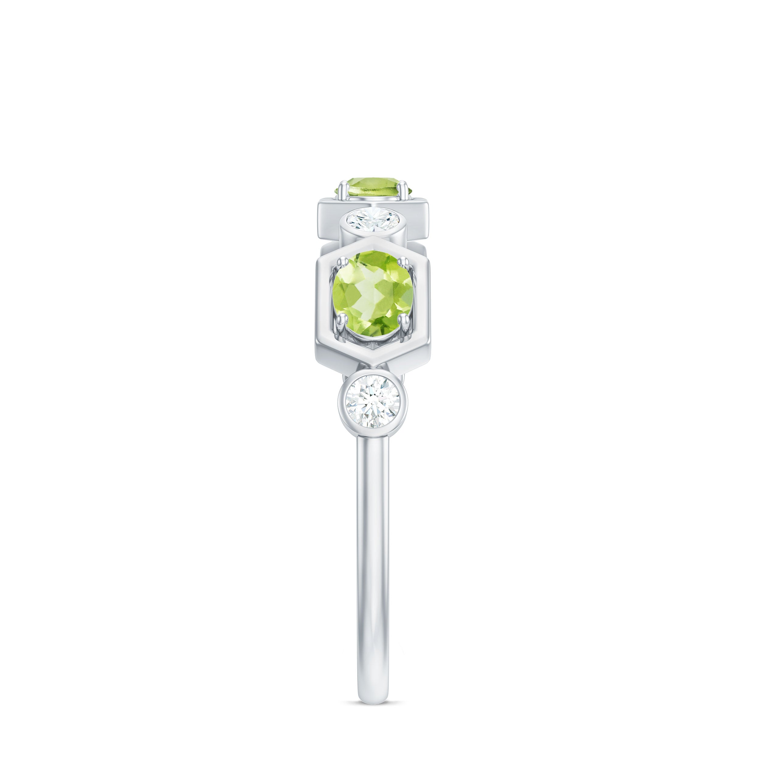 Natural Oval Peridot Diamond Half Eternity Ring for Women AAA - Rosec Jewels