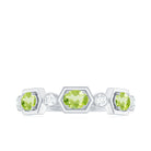 Natural Oval Peridot Diamond Half Eternity Ring for Women AAA - Rosec Jewels