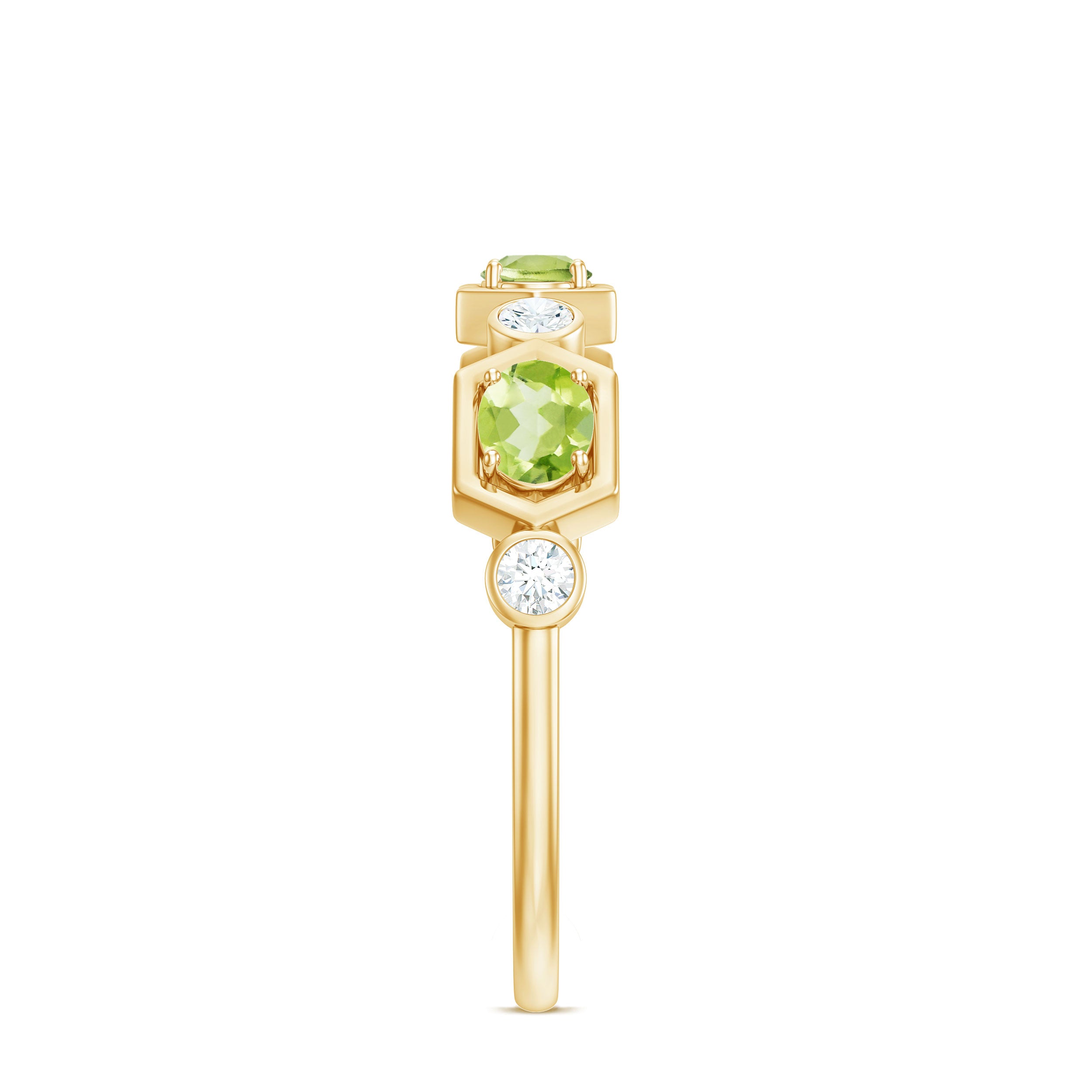 Natural Oval Peridot Diamond Half Eternity Ring for Women AAA - Rosec Jewels