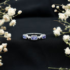 Rosec Jewels-Real Tanzanite and Diamond Half Eternity Ring