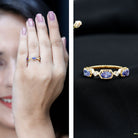 Rosec Jewels-Real Tanzanite and Diamond Half Eternity Ring