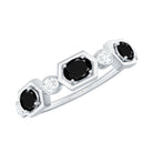 Real Black Spinel Diamond Half Eternity Ring in East West Style AAA - Rosec Jewels
