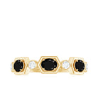 Real Black Spinel Diamond Half Eternity Ring in East West Style AAA - Rosec Jewels