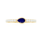 Rosec Jewels-Real Pear Shape Blue Sapphire Promise Ring with Diamond