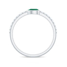 Rosec Jewels-Natural Pear Shape Emerald Diamond Promise Ring in Bezel Setting