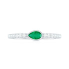 Rosec Jewels-Natural Pear Shape Emerald Diamond Promise Ring in Bezel Setting