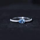 Rosec Jewels-Pear Cut Aquamarine Promise Ring with Diamond