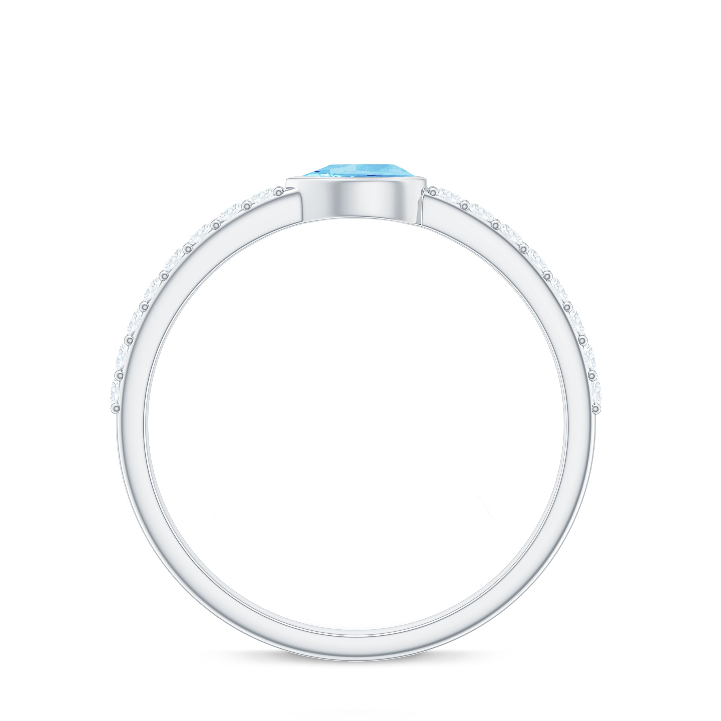 Rosec Jewels-Pear Cut Aquamarine Promise Ring with Diamond