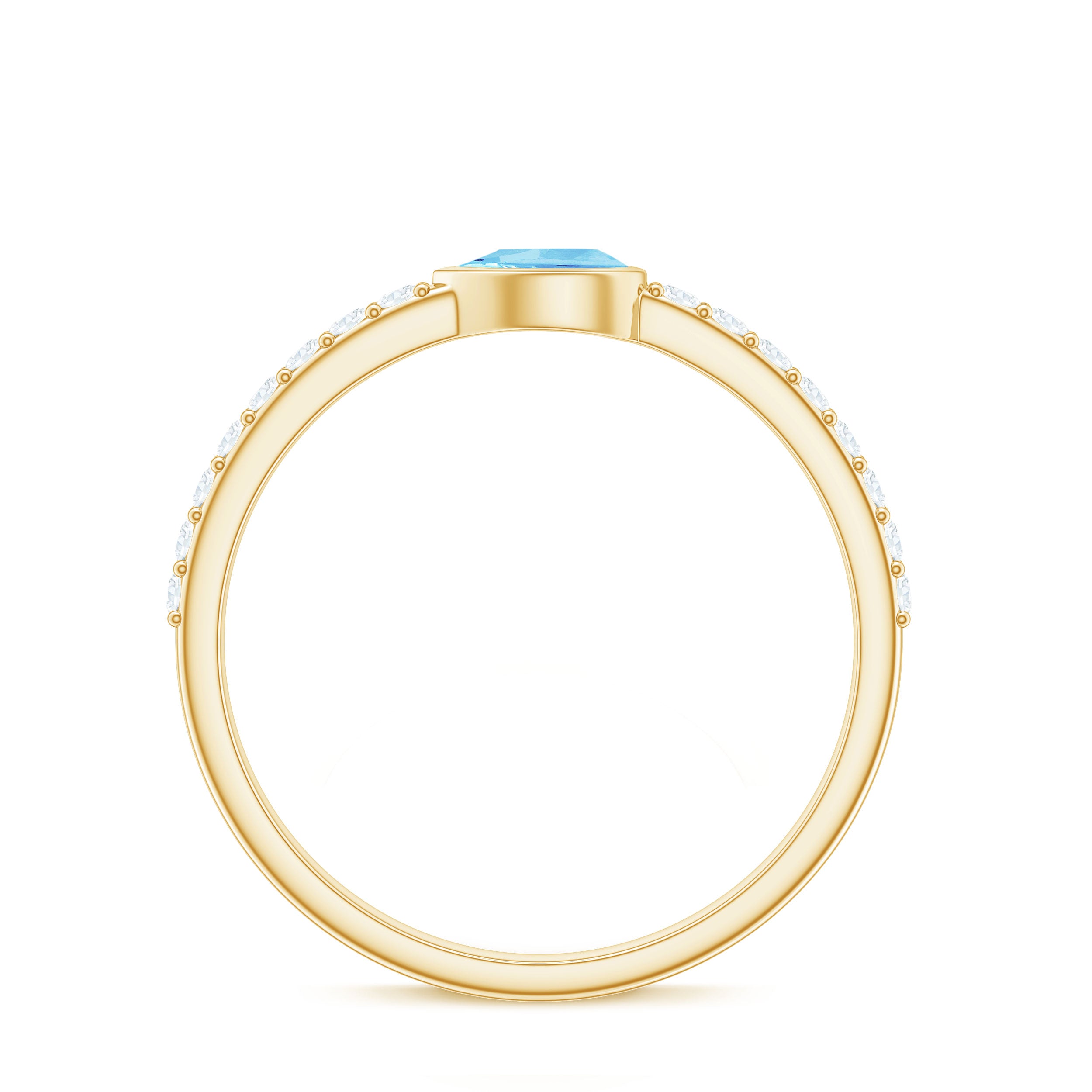Rosec Jewels-Pear Cut Aquamarine Promise Ring with Diamond
