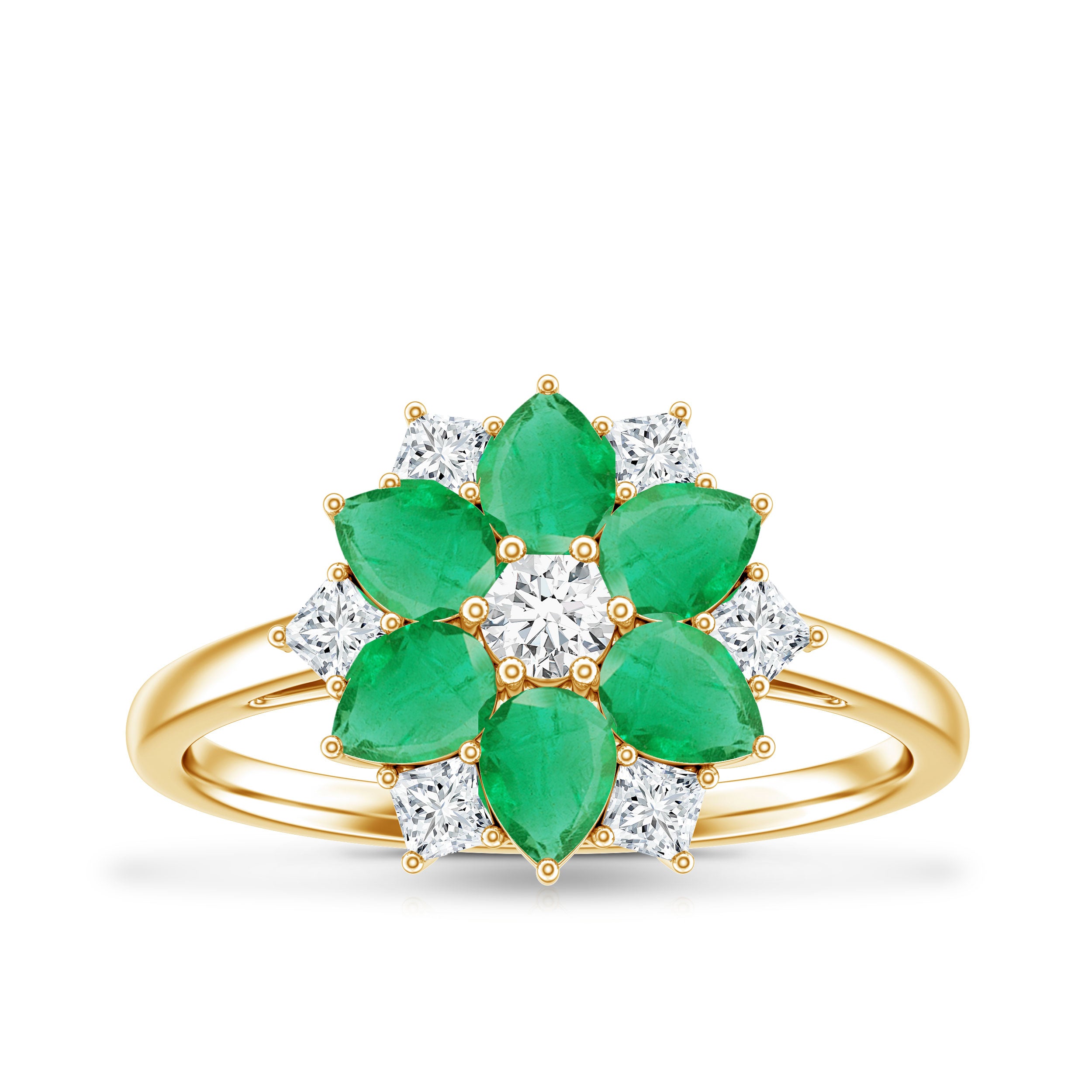 Genuine Emerald and Diamond Nature Inspired Statement Ring AAA - Rosec Jewels