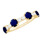 Rosec Jewels-Genuine Blue Sapphire Half Eternity Ring with Diamond