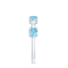 Rosec Jewels-Genuine Aquamarine and Diamond Half Eternity Ring in Prong Setting
