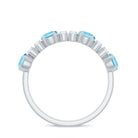Rosec Jewels-Genuine Aquamarine and Diamond Half Eternity Ring in Prong Setting