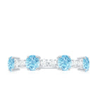 Rosec Jewels-Genuine Aquamarine and Diamond Half Eternity Ring in Prong Setting