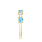 Rosec Jewels-Genuine Aquamarine and Diamond Half Eternity Ring in Prong Setting
