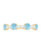 Rosec Jewels-Genuine Aquamarine and Diamond Half Eternity Ring in Prong Setting