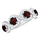 Rosec Jewels-Natural Garnet Diamond Infinity Eternity Ring with Braided Shank
