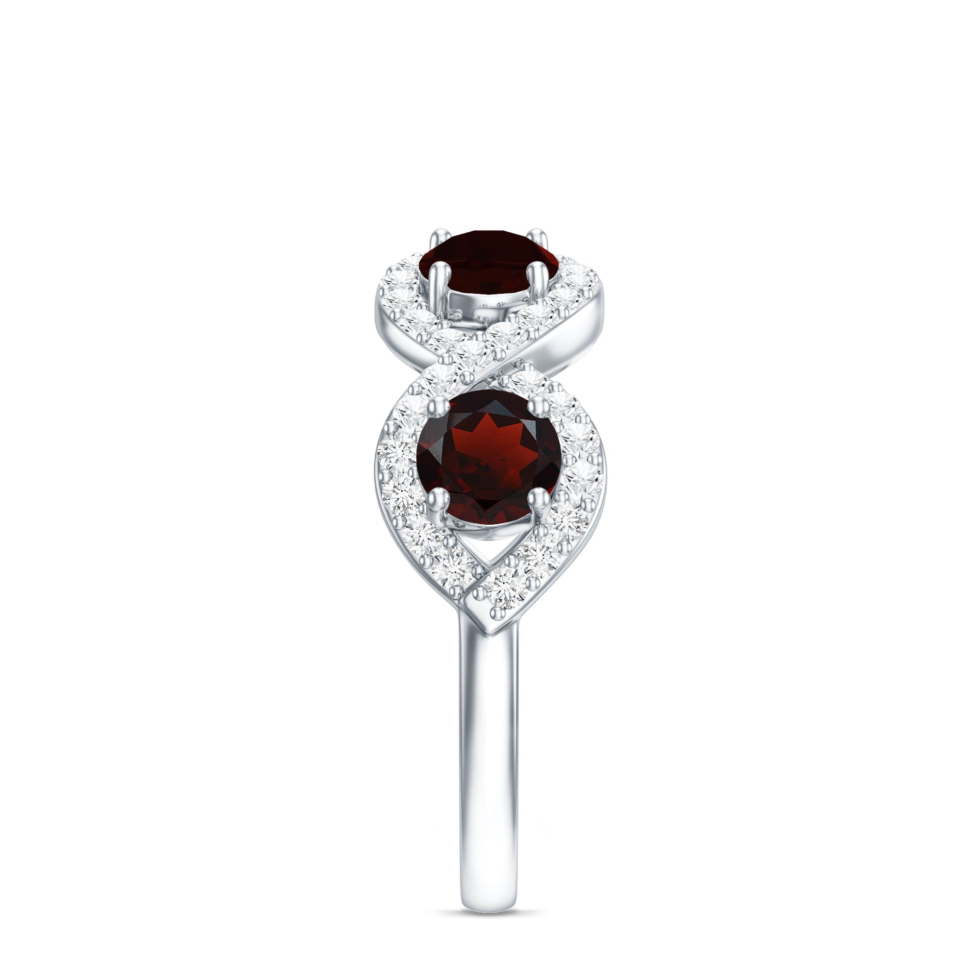 Rosec Jewels-Natural Garnet Diamond Infinity Eternity Ring with Braided Shank