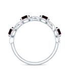Rosec Jewels-Natural Garnet Diamond Infinity Eternity Ring with Braided Shank