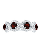 Rosec Jewels-Natural Garnet Diamond Infinity Eternity Ring with Braided Shank