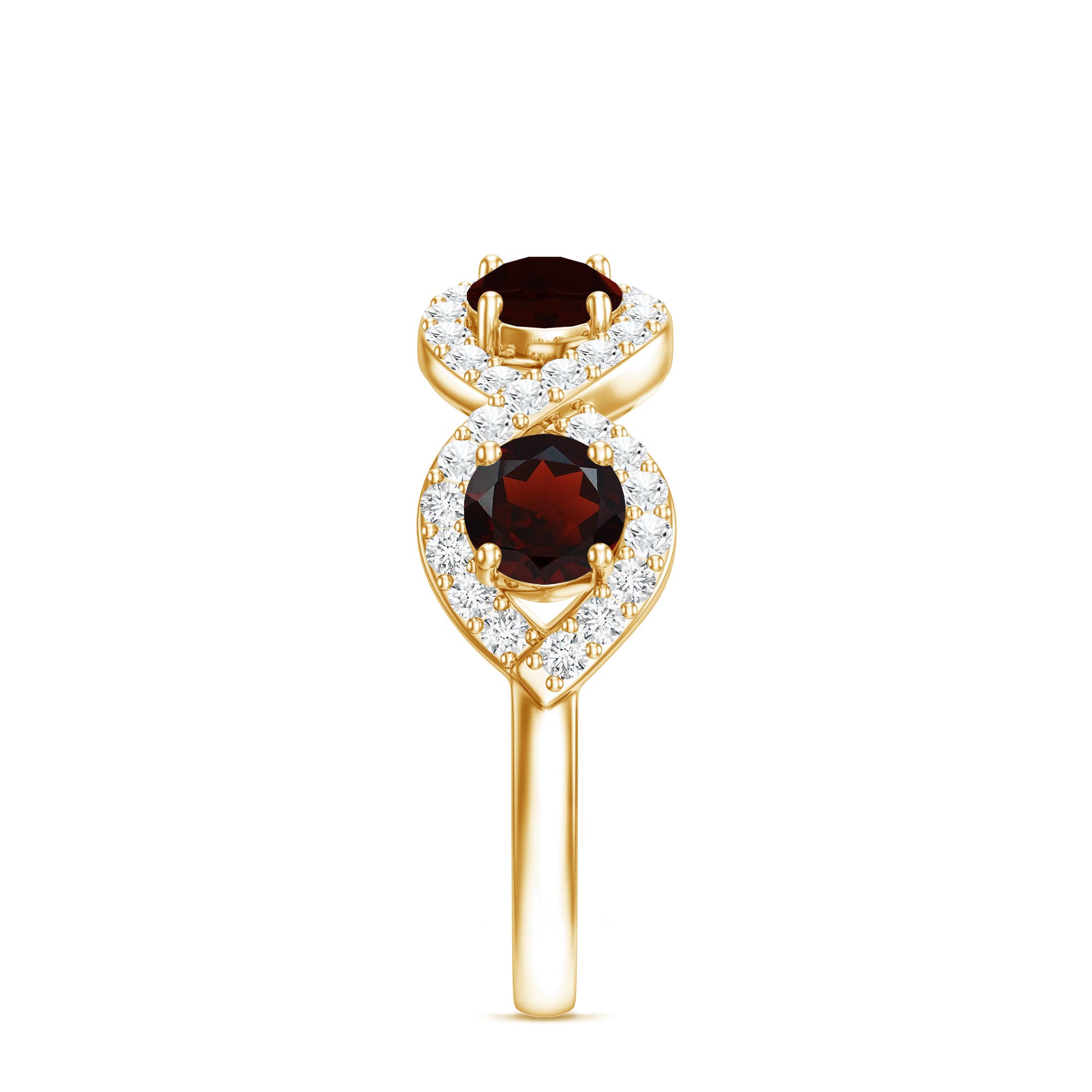 Rosec Jewels-Natural Garnet Diamond Infinity Eternity Ring with Braided Shank