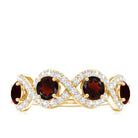 Rosec Jewels-Natural Garnet Diamond Infinity Eternity Ring with Braided Shank