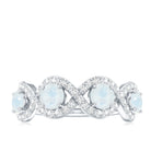 Rosec Jewels-Genuine Moonstone Half Eternity Ring with Diamond