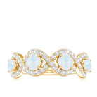 Rosec Jewels-Genuine Moonstone Half Eternity Ring with Diamond