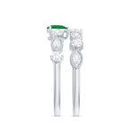 Rosec Jewels-Natural Emerald Heart Shaped Engagement Ring and Diamond Wedding Band